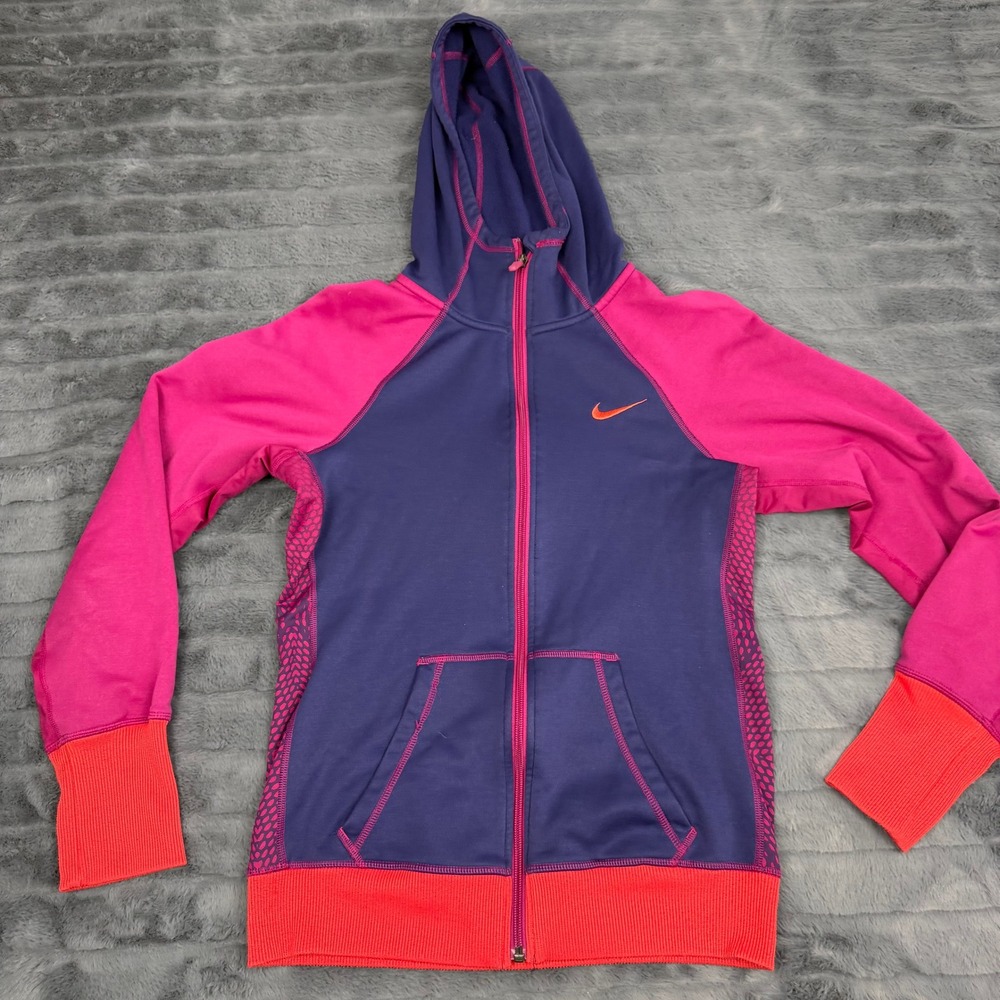 Nike Therma-FIT Womens Full Zip Hoodie Purple Pink Orange 531457-422 Small